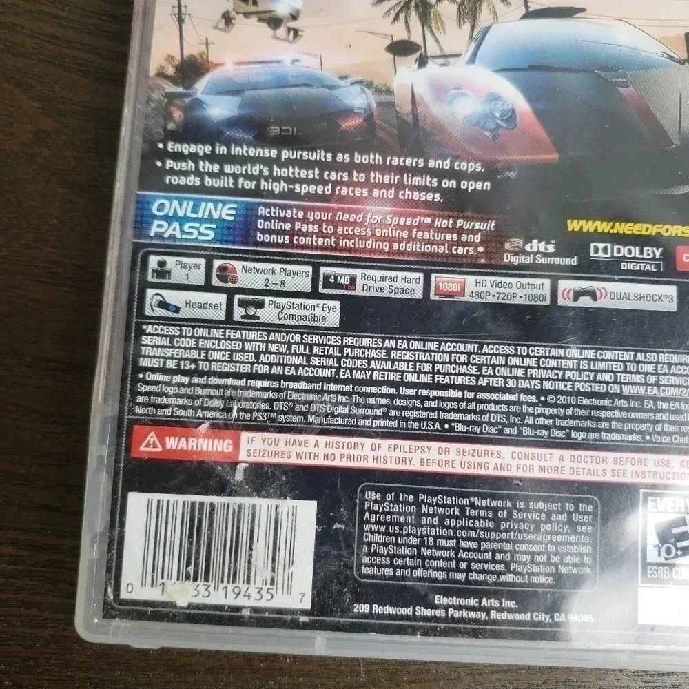 Need for Speed Hot Pursuit pS3 PlayStation 3